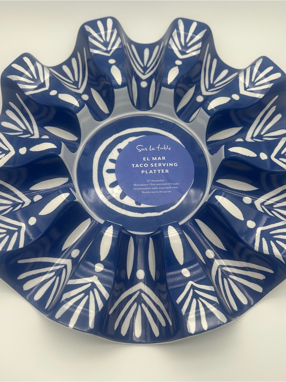 Sur La Table Blue and White Taco Serving Platter
